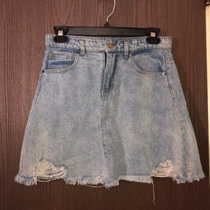 distressed jean skirt